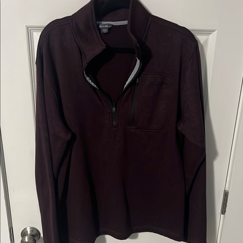 Eddie Bauer Purple Zip Up Sweater with Stand-Up Collar